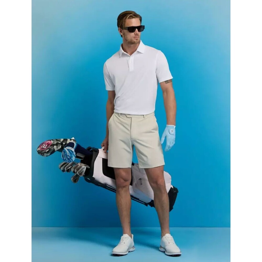 G/Fore Maverick 8” Golf Shorts Mens 38 Stone Beige Performance Outdoor Quick Dry